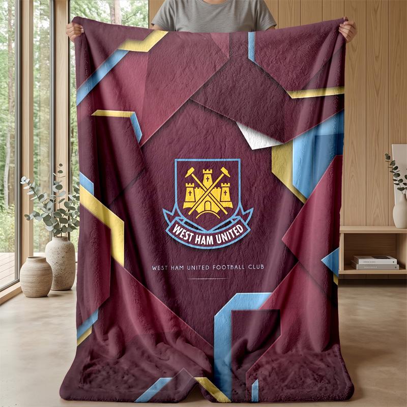 Coperta in Flanella con Stampa West Ham United, Morbida Calda Leggera Coperta da Divano Letto Campeggio