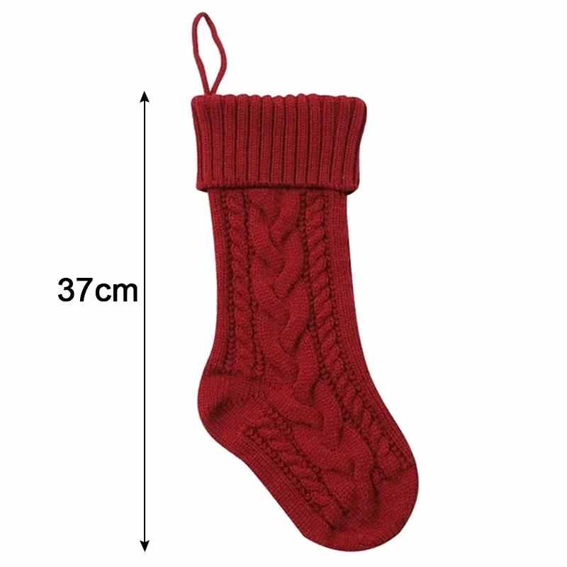 

Рождественские носки, большой мешок для подарков, рождественские вязаные чулки, подвесные украшения для елки, праздничные декоративные принадлежности для вечеринок 37x13cm