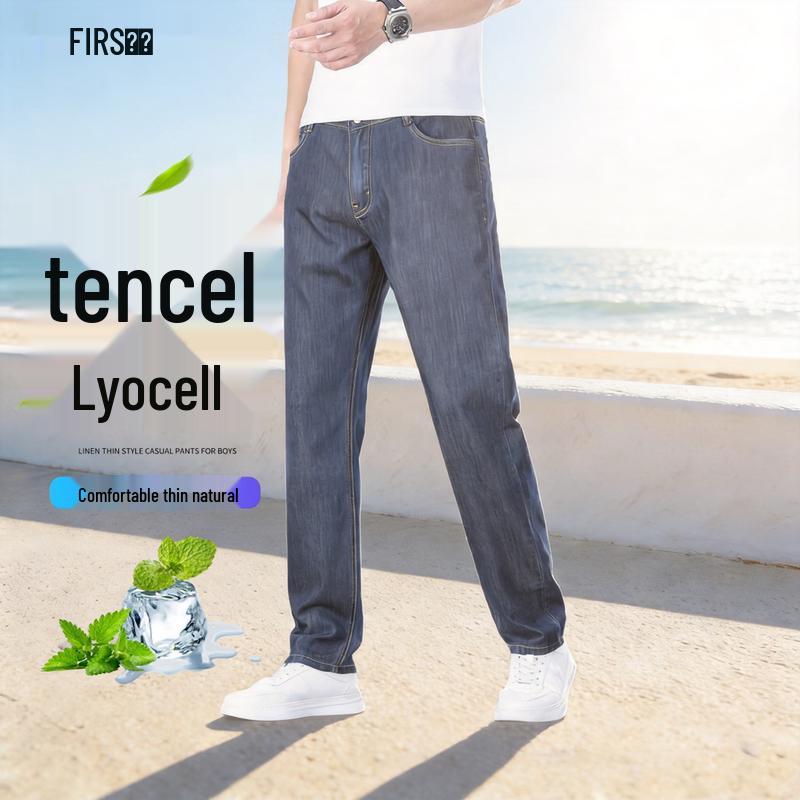 FIRS Men s Tencel Blend Ice-Cool Breathable Straight-Leg Denim Jeans 40