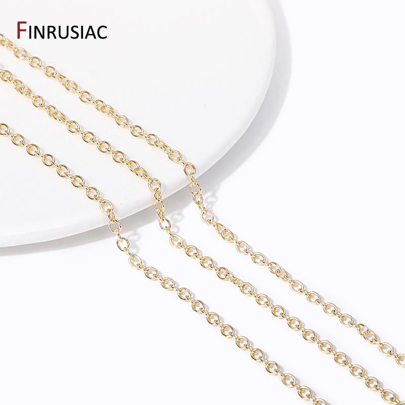 DIY-Ketten für die Schmuckherstellung 14 Karat vergoldetes Messing Rundkette Handgefertigte Halskette Armband Herstellungsbedarf Zubehör Großhandel
