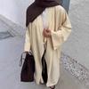 Women's Solid Color Oversized Open Front Abaya Maxi Cardigan Long Sleeve Muslim Kimono Outerwear