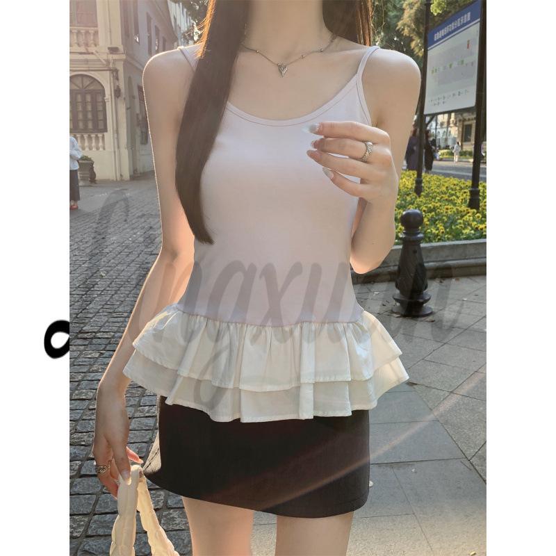 

Summer Korean Style Gentle Purple Cotton Camisole Vest for Women Small фіолетовий