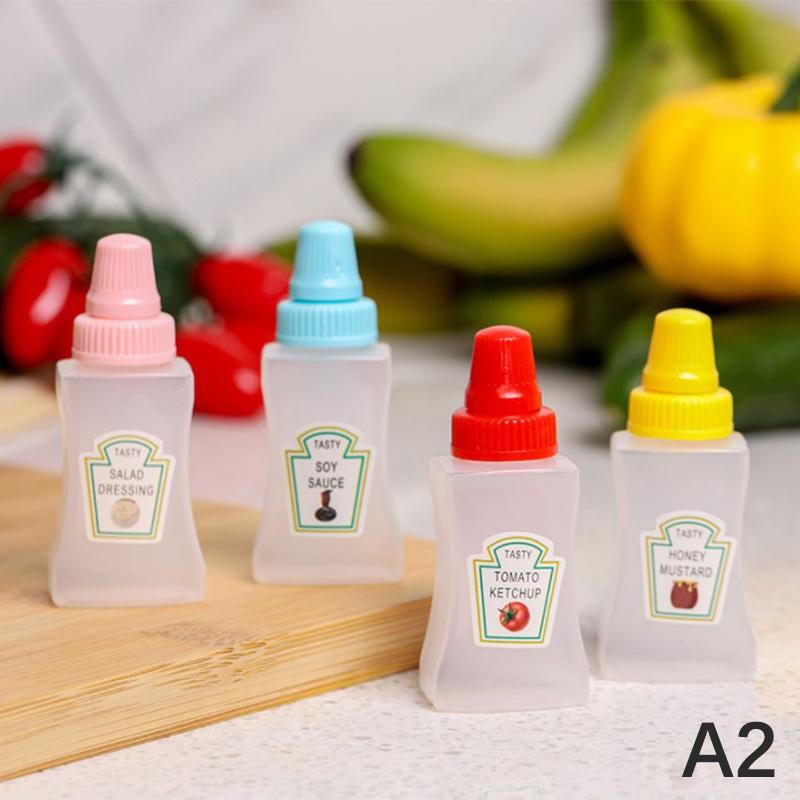 

4 шт. Мини-бутылочки для приправ, Портативная бутылочка для томатного кетчупа, Контейнер для заправки для салата, Баночка для ланч-бокса бенто, Кухонная баночка