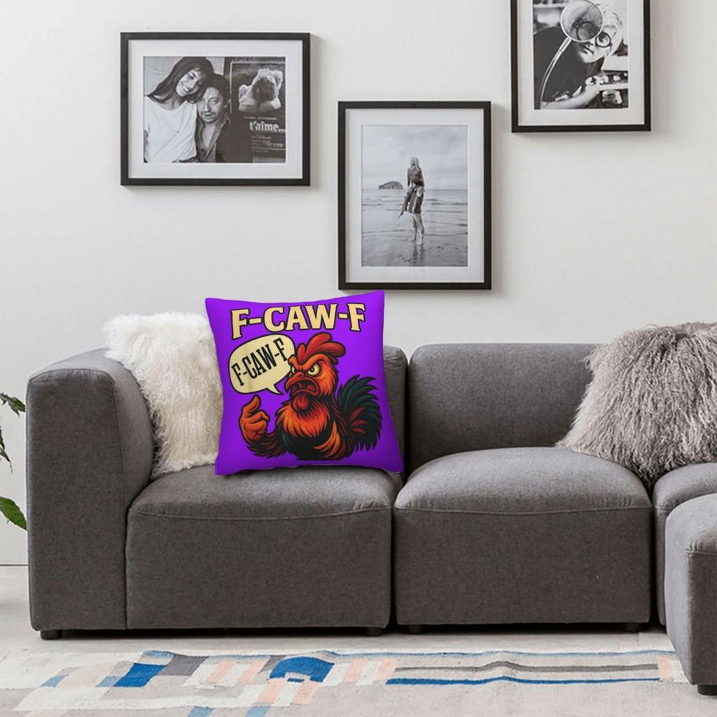 F-Caw-F Funny Angry Rooster Humor Pillow Cover Square Pillow Case Cushion Cover Morden Pillowcases For Sofa Bedroom Home Decor