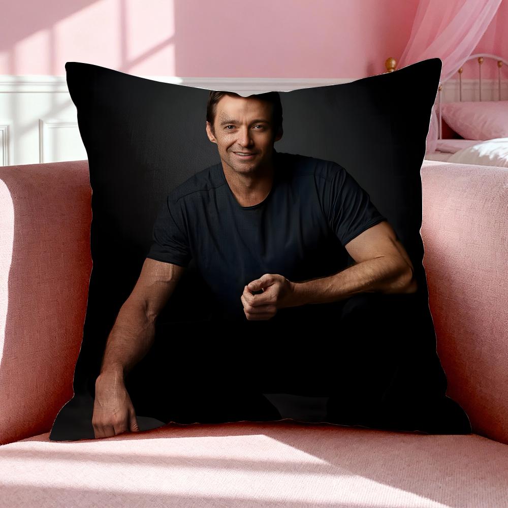 Beroemdheid H-Hugh Jackman Kussenhoes Ademende Linnen Kussensloop Zomer Geurloos Eco-Vriendelijk Onzichtbare Rits Wasbaar 35x35cm