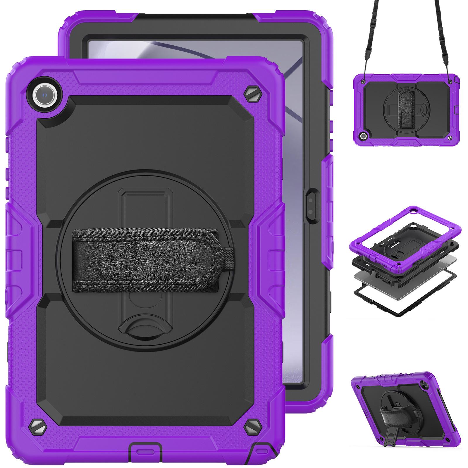 

Чехол для планшета Samsung Tab A9 Plus с вращающейся подставкой, контрастного цвета, силиконовый и с ремешком A9 8.7 (X110/115/117)