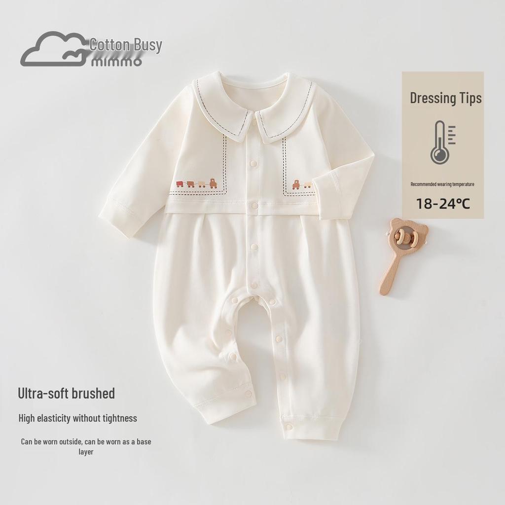 Baby Lapel Jumpsuit: Lightweight Four-Season Infant and Toddler Romper for Autumn and Winter