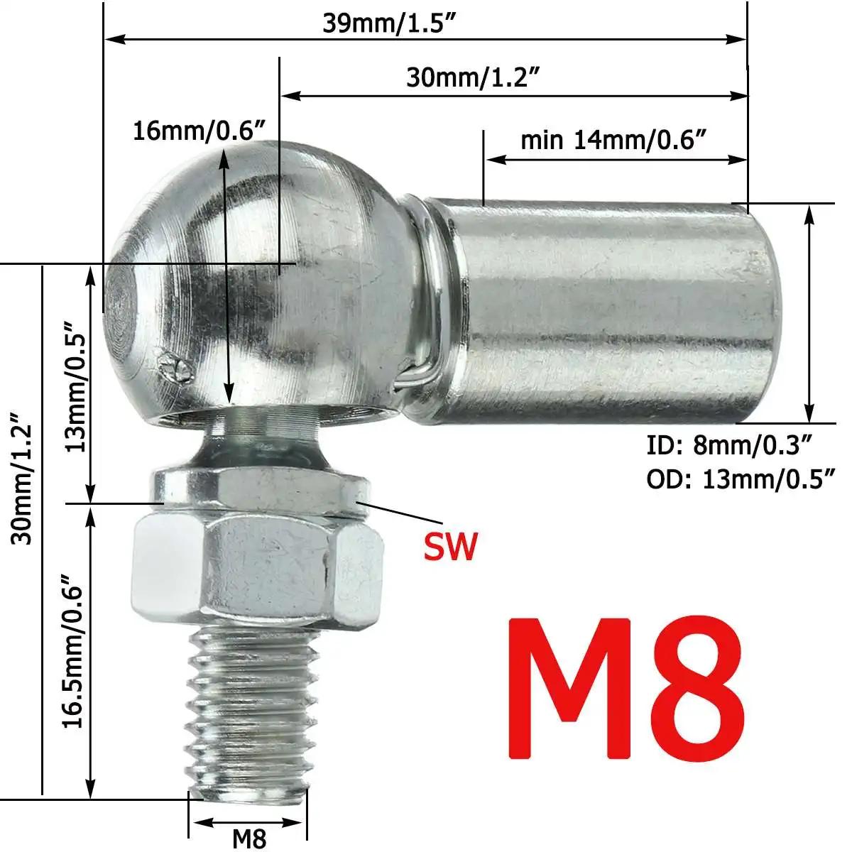 2 шт. M6 M8 M10, универсальный серебристый M6 M8, капот багажника, газовая стойка, концевой фитинг, штифт, шаровой шарнир, пружинные держатели клапана CS13M8N
