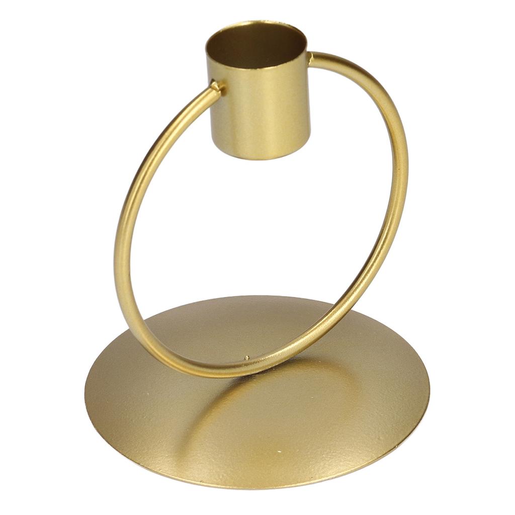 Desktop Candle Holder Simple Elegant Golden Iron Round Candle Stand Candlesticks for Home Dining Room Table Decoration