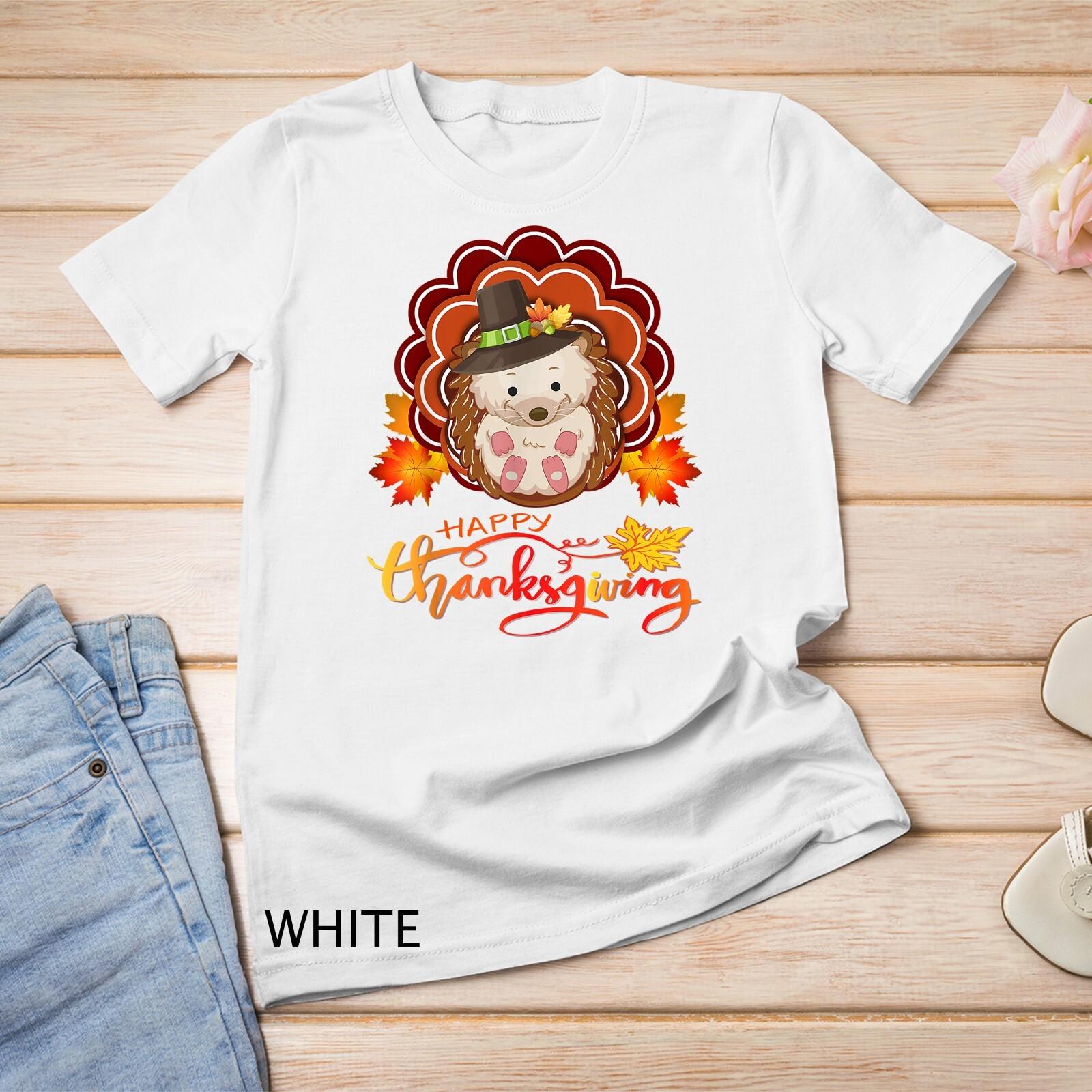 Funny hedgehog Turkey Happy Thanksgiving Unisex T-Shirt Mens Womens Tees Top M