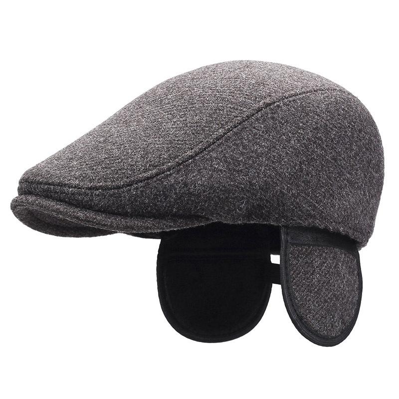 Autumn Winter Outdoor Warm Beret Middle-Aged Men's Thick Ear Protection Forward Cap Peaked Cap