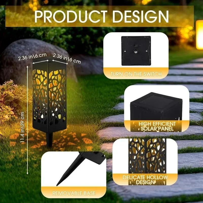 6PCS Outdoor LED Solar Lights Solar Powered Garden Lamp Waterproof For Yard Patio Lawn Pathway Walkway Decoration Lighting