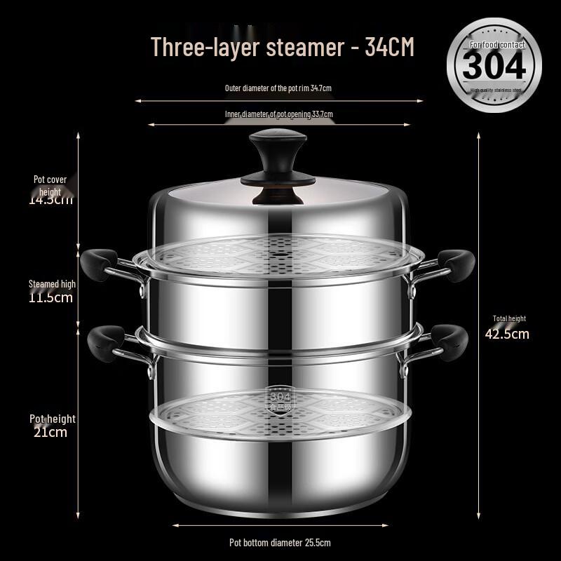 Zhuchuang Jingpin 304SS 34cm Multi-Function Steamer Pot