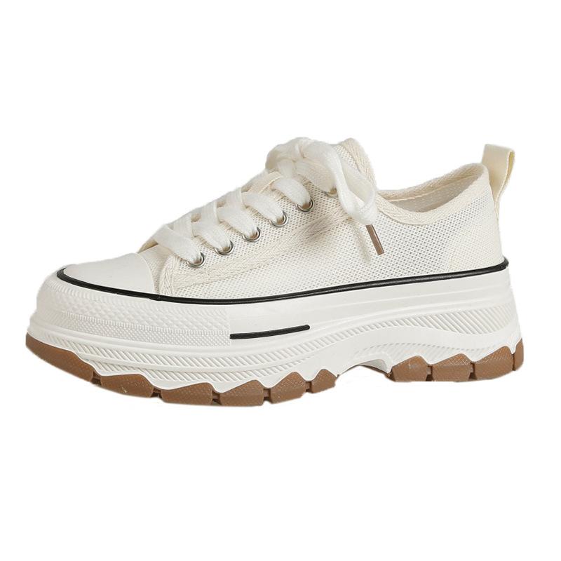 Platform white shoes women's summer versatile board shoes 2025 new mesh breathable casual sports dad shoes