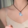 Modny Naszyjnik z Wisiorkiem Półksiężyca Choker z Kamienia Naturalnego Łańcuszek na Szyję Elegancki Naszyjnik na Obojczyk Biżuteria Imprezowa