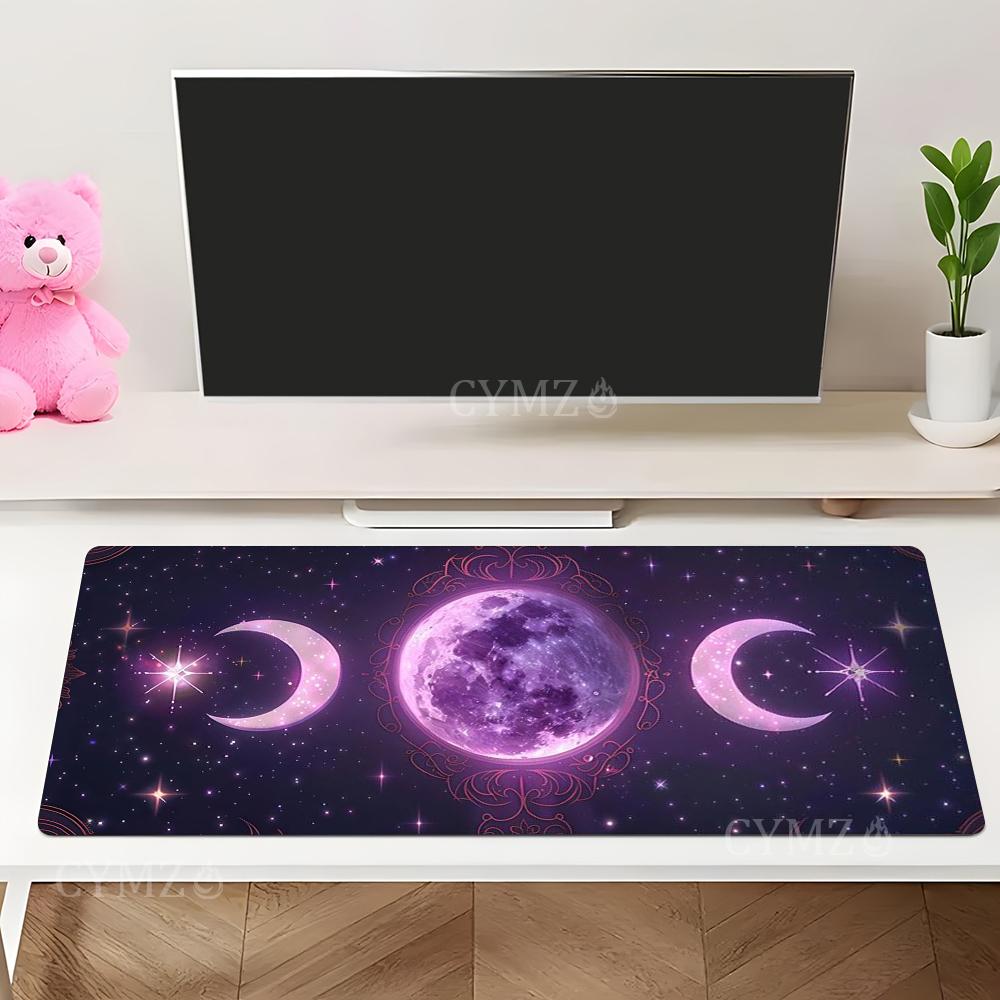 Mysterious Purple Moon and Stars Mouse Pad Desk Mat NonSlip Durable Stitched Edge Gaming mat mauspad surface for computer mouse