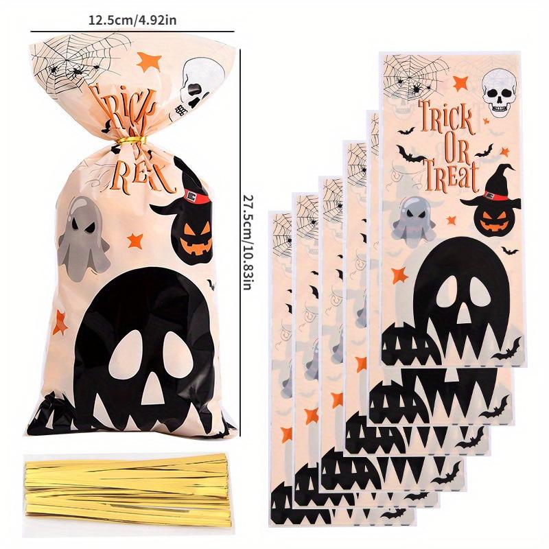 Plastic Flat Mouth Gift Bag 100pcs, Biscuit Snack Bag, Children s Halloween Party Gift Bag, Halloween Candy Bag. as the picture