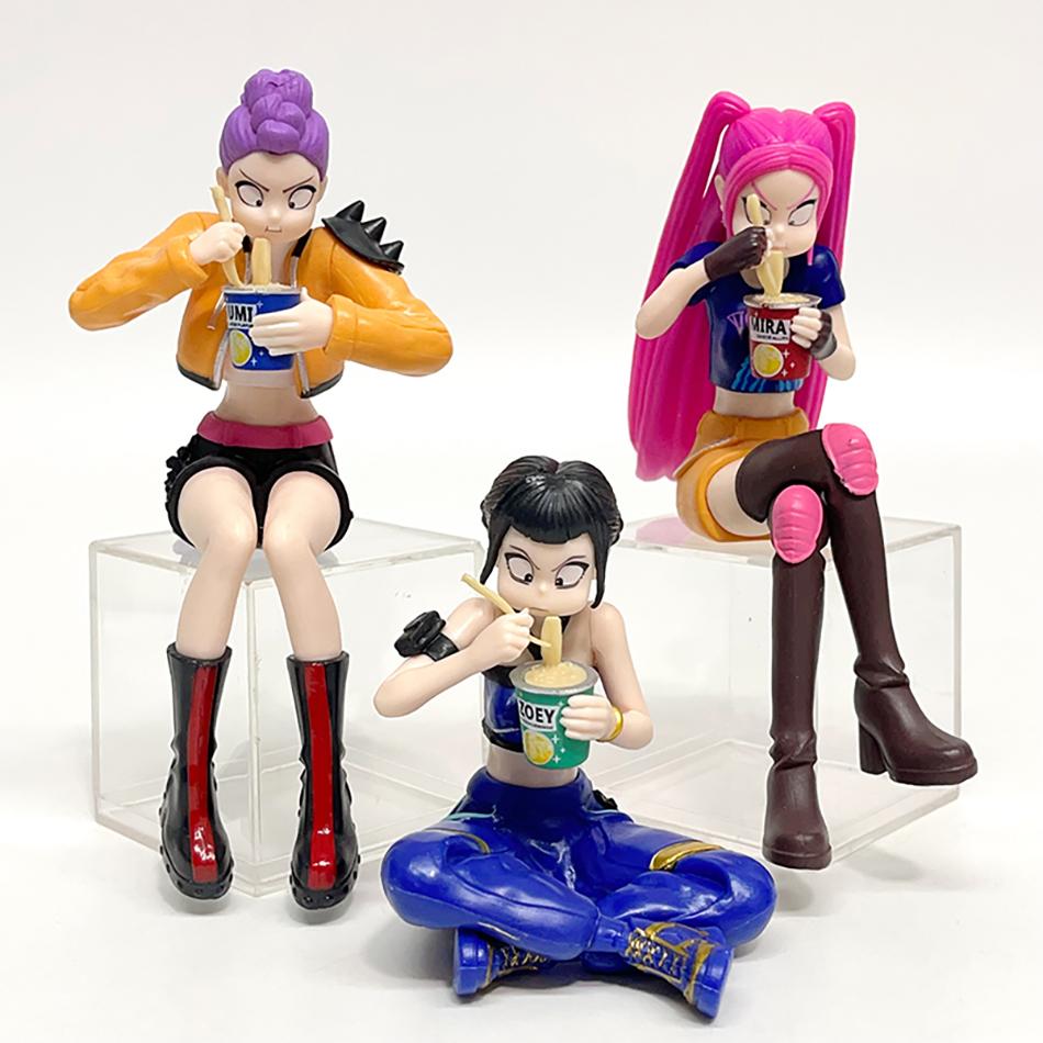 Kpop Demon Hunters Anime Toy Rumi Mira Zoi Character Instant Noodle Scene Vinyl Mask Set Clear Box Ornament Toy Birthday Toys
