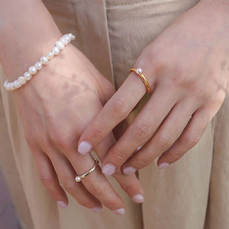 modernlike 14k gold-filled silver round pearl ball ring