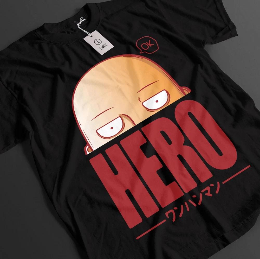 Anime One Punch Unisex Saitama Cute Hero Graphic Black Tshirt Size S4XL S