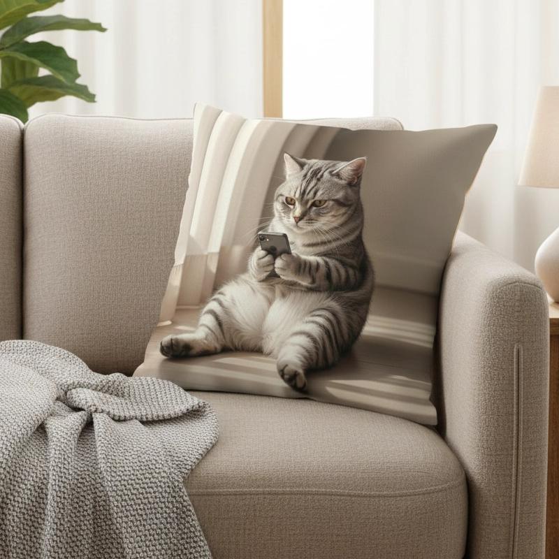 Niedlicher Kissenbezug mit Tierdruck: 2D-Flachdruck, keine echte Stickerei, Nachtsofa Nachtsofa-Kissen