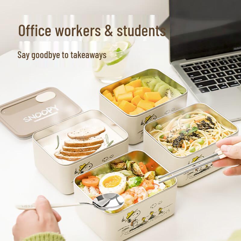 Snoopy Stainless Steel Lunch Box 2-Piece Set