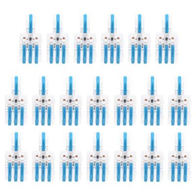 20Pcs SPL Wire Connector 1 In 3 Out Press Type Splitter TType Conductor Terminal Block(Blue )