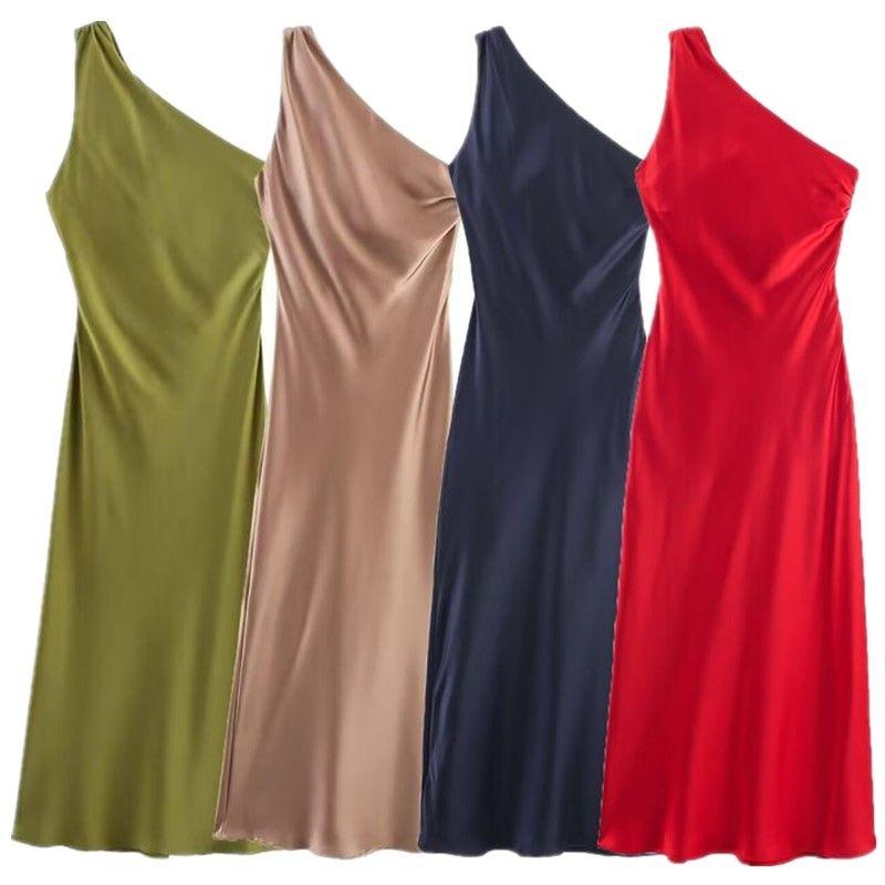 Fashion Style 2024 Summer New Women's Clothing Elegant Asymmetry Silk Satin Texture Dress 8372074 515
