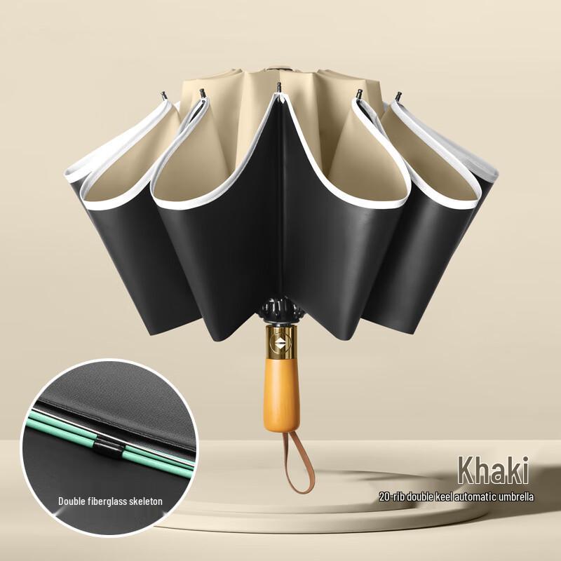 Xuqing 10-Rib Automatic Reverse Black-Coated Sun/Rain Umbrella