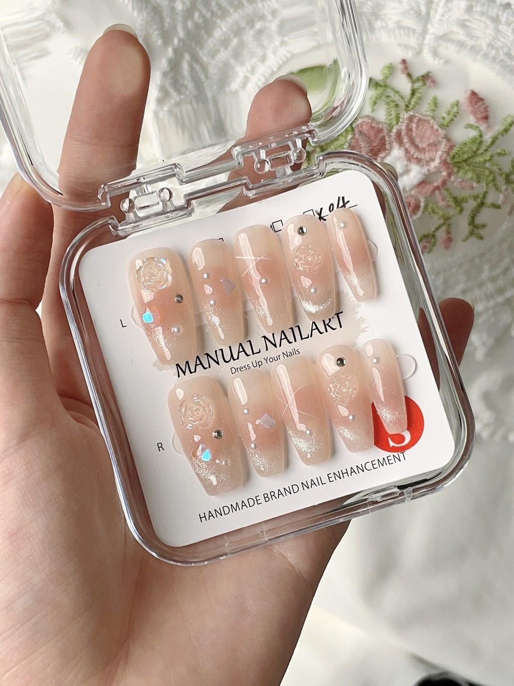 

Wearing Armor Handmade Ice Transparent Nude Color White Nail Patch Enhancement L