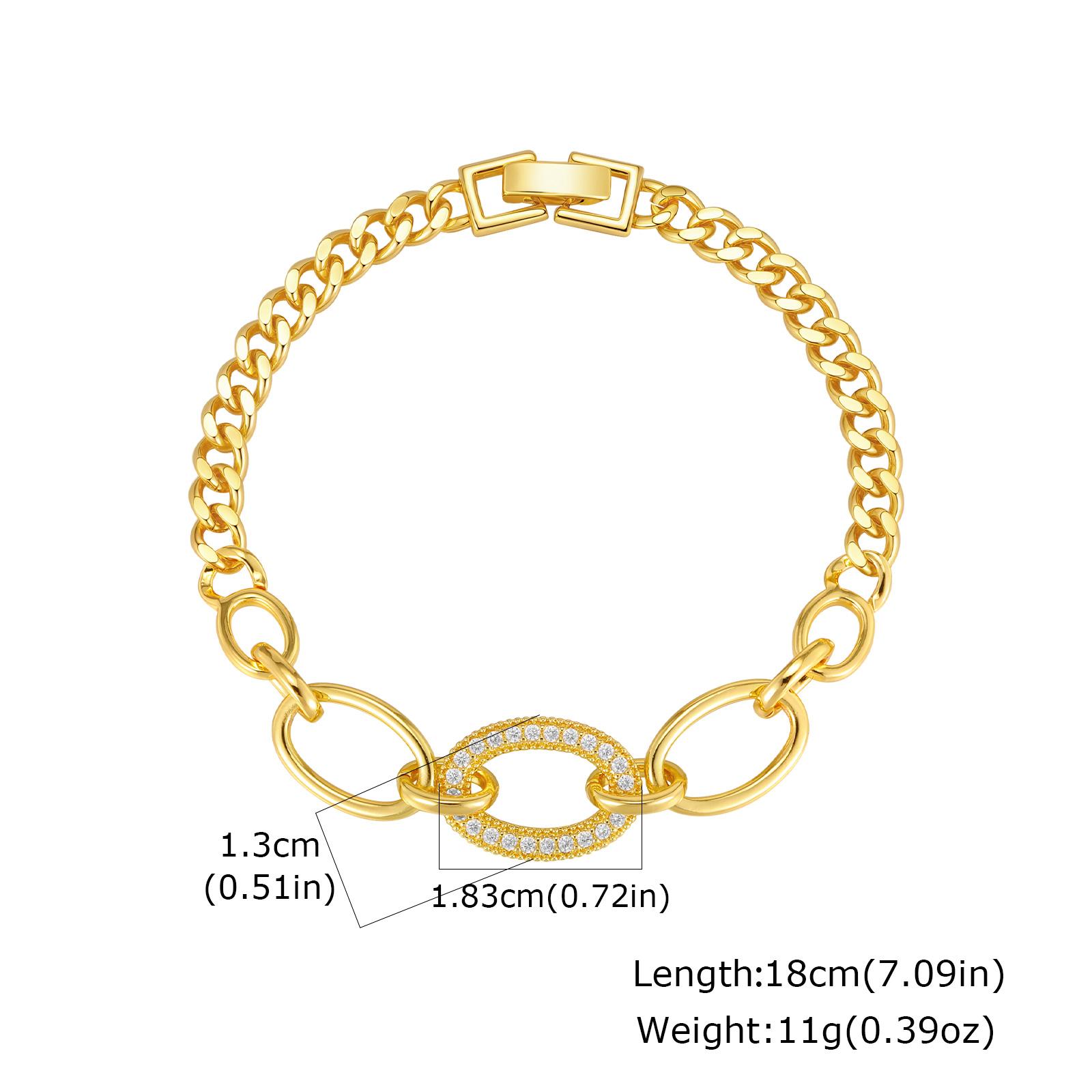 

Vnox Metal Gold Color Chain Bracelet Bangle For Women, Cubic Zirconia Link, Punk Jewelry Gifts Daily Wear