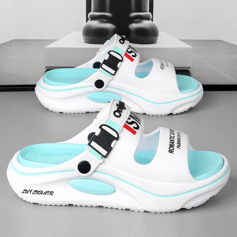 

Мужские тапочки с буквенным принтом, пляжные сандалии, летние удобные мягкие нескользящие тапочки, шлепанцы для мужчин и женщин, шлепанцы для ванной 42-43