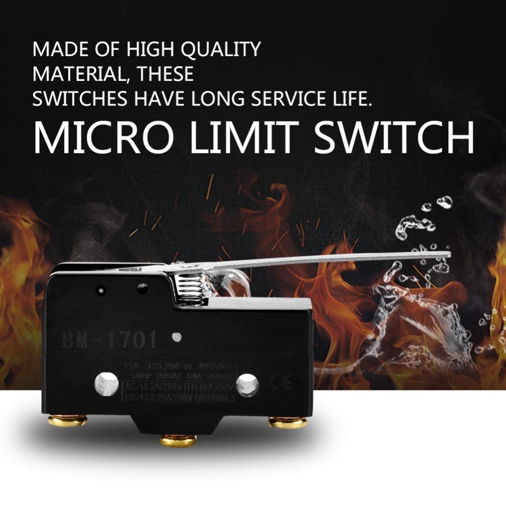 BM-1701 Micro Switch Silver Contacts 250V 15A Momentary Limit Switch Plastic Housing Great Conductivity Snap Action Switch