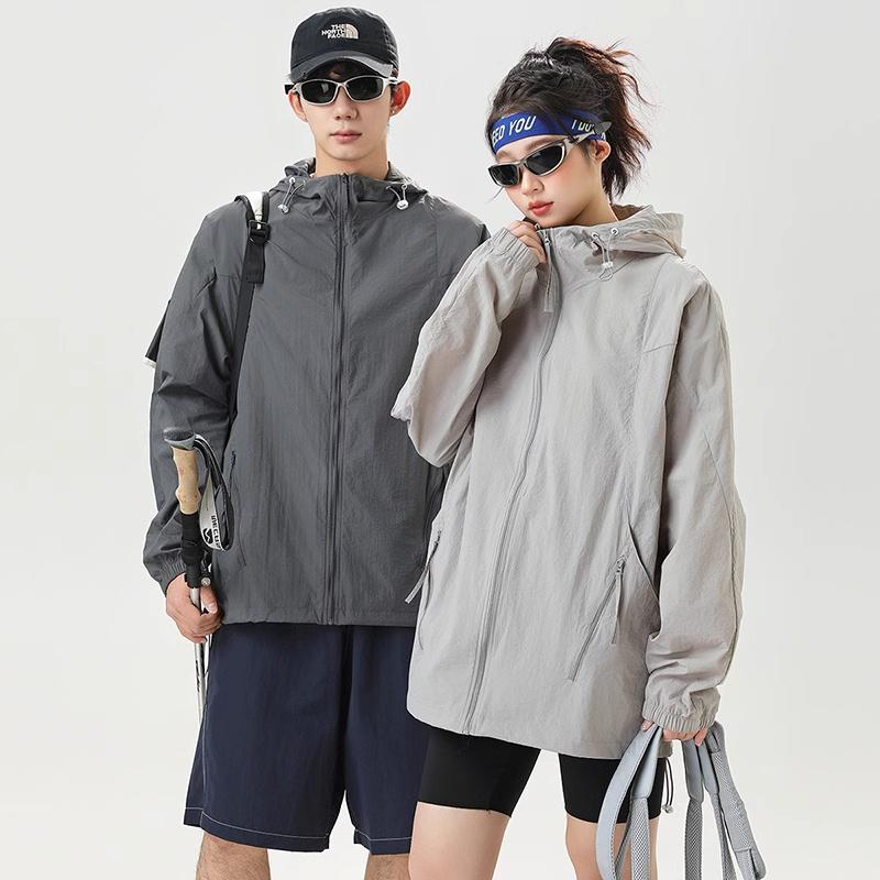 UPF10 + couple sunscreen clothes men's and women's summer light and breathable UV-proof outdoor casual hooded sunscreen jacket