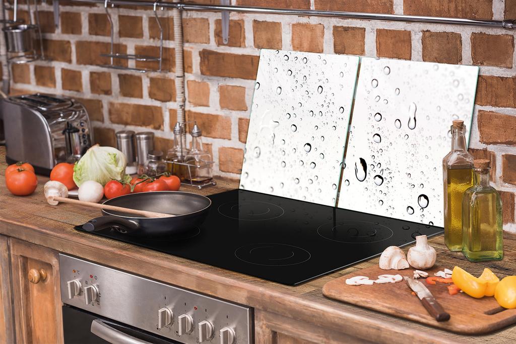 GLASPLATTE und SCHNEIDEBRETT 100x52 TROPFEN