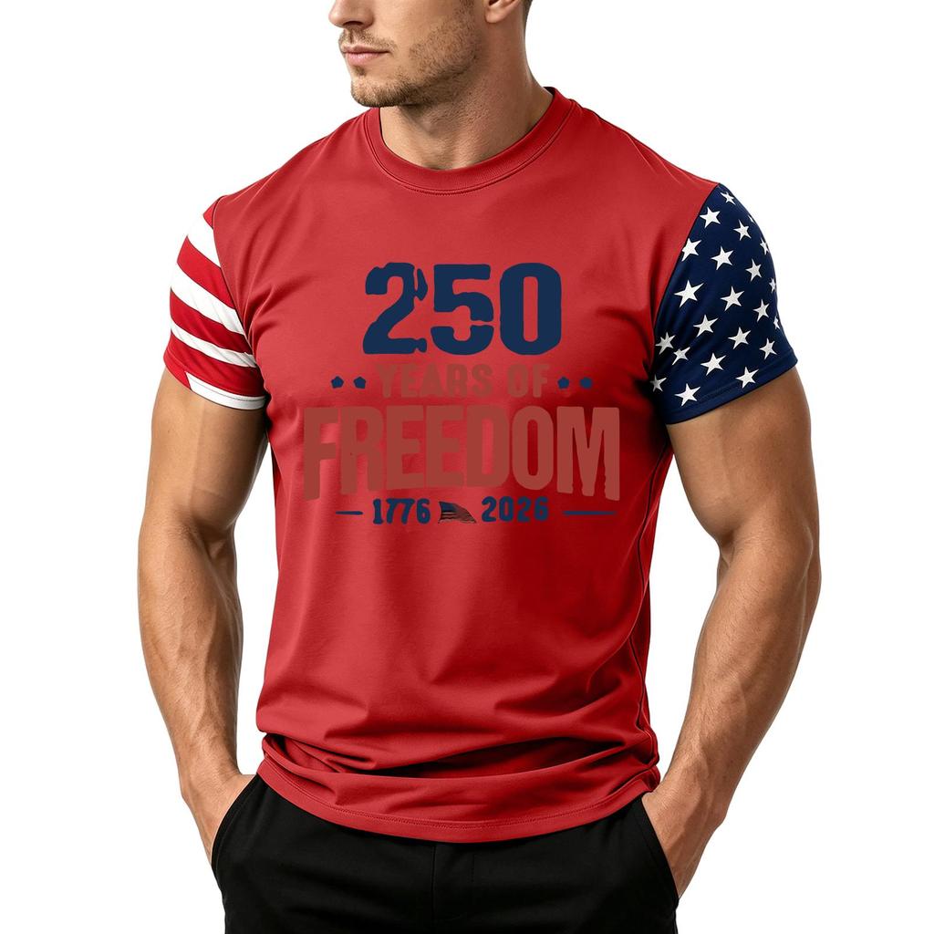 Men's Independence Day Flag Print Short Sleeve T-Shirt, Loose Casual Daily Summer Tops