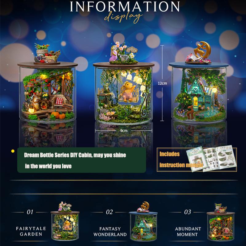 Dream Bottle Model Kit DIY Mini Doll House Handmade 3D Puzzle Assembly Toy Home Creative Room Bedroom Decoration with Furniture