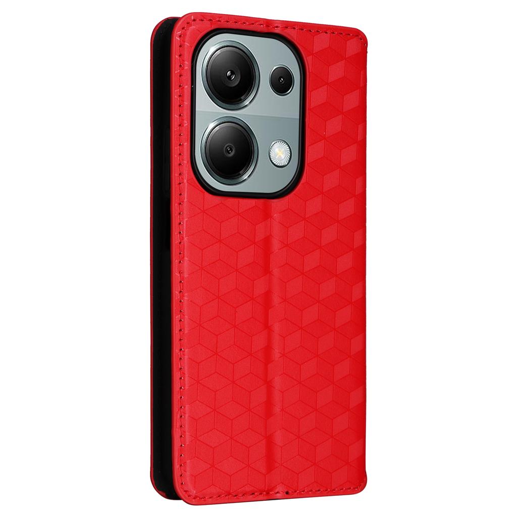 For Xiaomi Redmi Note 13 Pro 4G/Poco M6 Pro 4G/Note 14S 4G Case Rhombus Imprinted Stand View Phone Cover