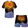 Summer fashion men's suit Abstract art pattern 3D T-shirt printed Lapel short sleeve shirt beach shorts Hawaiian men's suit 2pcs