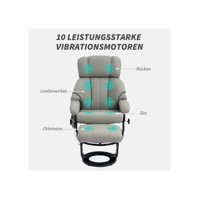 Fauteuil inclinable électrique - MUVOE - Gris - Simili-cuir - Télécommande - Massage bien-être