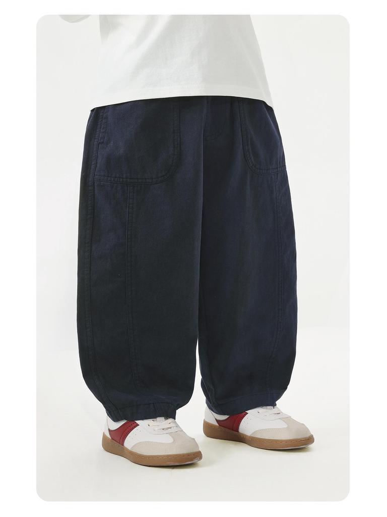 Right European Boys' Pure Cotton Work Pants - 2026 Spring & Autumn Style, Medium & Large Casual Trendy Children's Wear