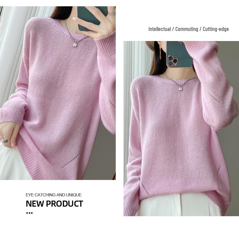Korean Tencel Wool Knit Women's Round Neck Sweater - Autumn/Winter Fashion