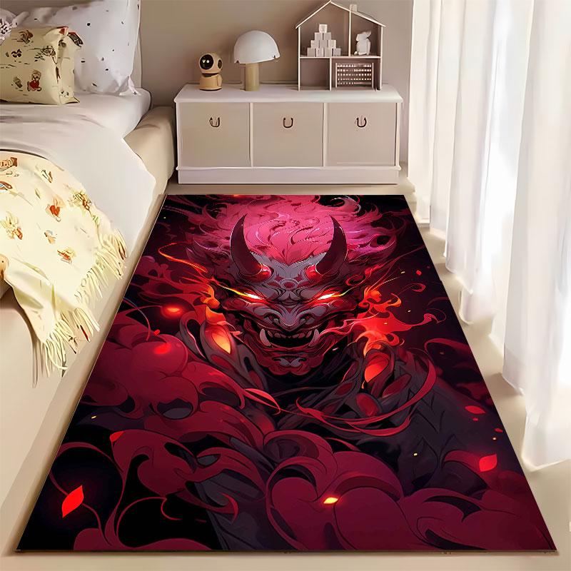 "Fiery Demon Mask Art Carpet" suitable as a non-slip mat for the living room or bedroom sofa