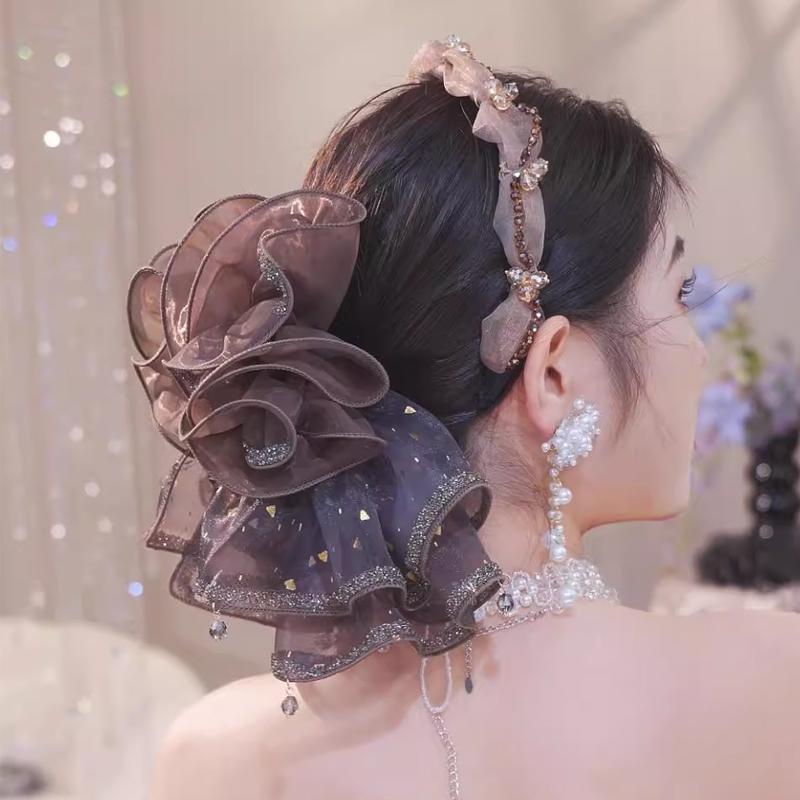 French Elegant  Butterfly Clip Korean Temperament Mesh Ponytail Clip Hair Accessories