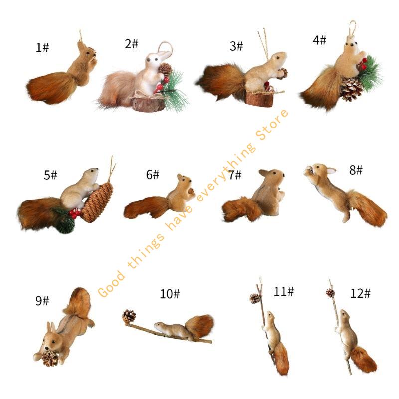 Christmas Tree Squirrel Hanging Ornament Artificial Squirrel Decoration For Christmas Tree Door Mantel Window Display 55KF