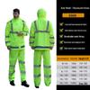 Herren- und Damen-Neongrün Reflektierend Wasserdicht Fahrrad-Regenmantel und Hose Set