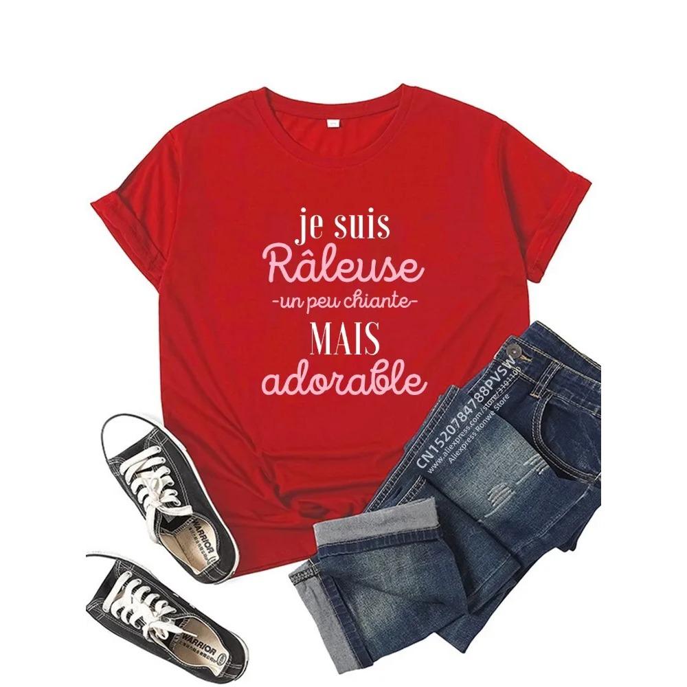 Harajuku Black Pink Red Tops Female Clothes France Funny Letter Graphic Women T-shirt Clothes