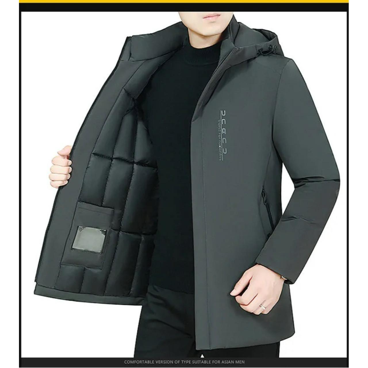 

Cotton-padded Men s Cotton-padded Clothes, Hooded, Thickened, Winter Clothes, Mid-length 5XL сірий