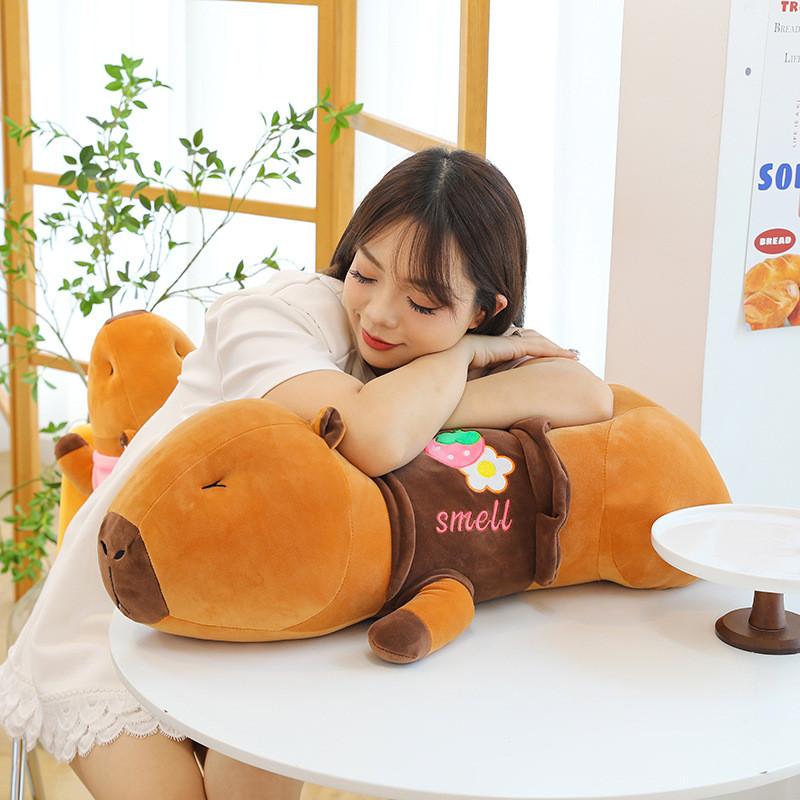 Strawberry Plush Capybara Toy Cartoon Animal Stuffed Doll Decoration Kids Gift