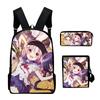 Classic Novelty School-Live 3D Print 3pcs/Set Pupil School Bags Laptop Daypack Backpack Inclined Shoulder Bag Pencil Case